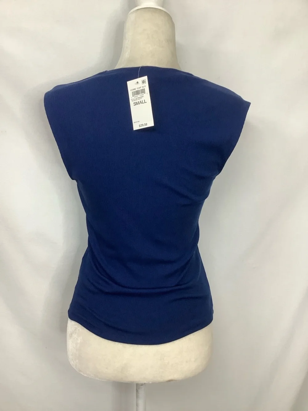 Blue Micro Ribbed Scoop Neck Top - Small - Picture 12 of 13